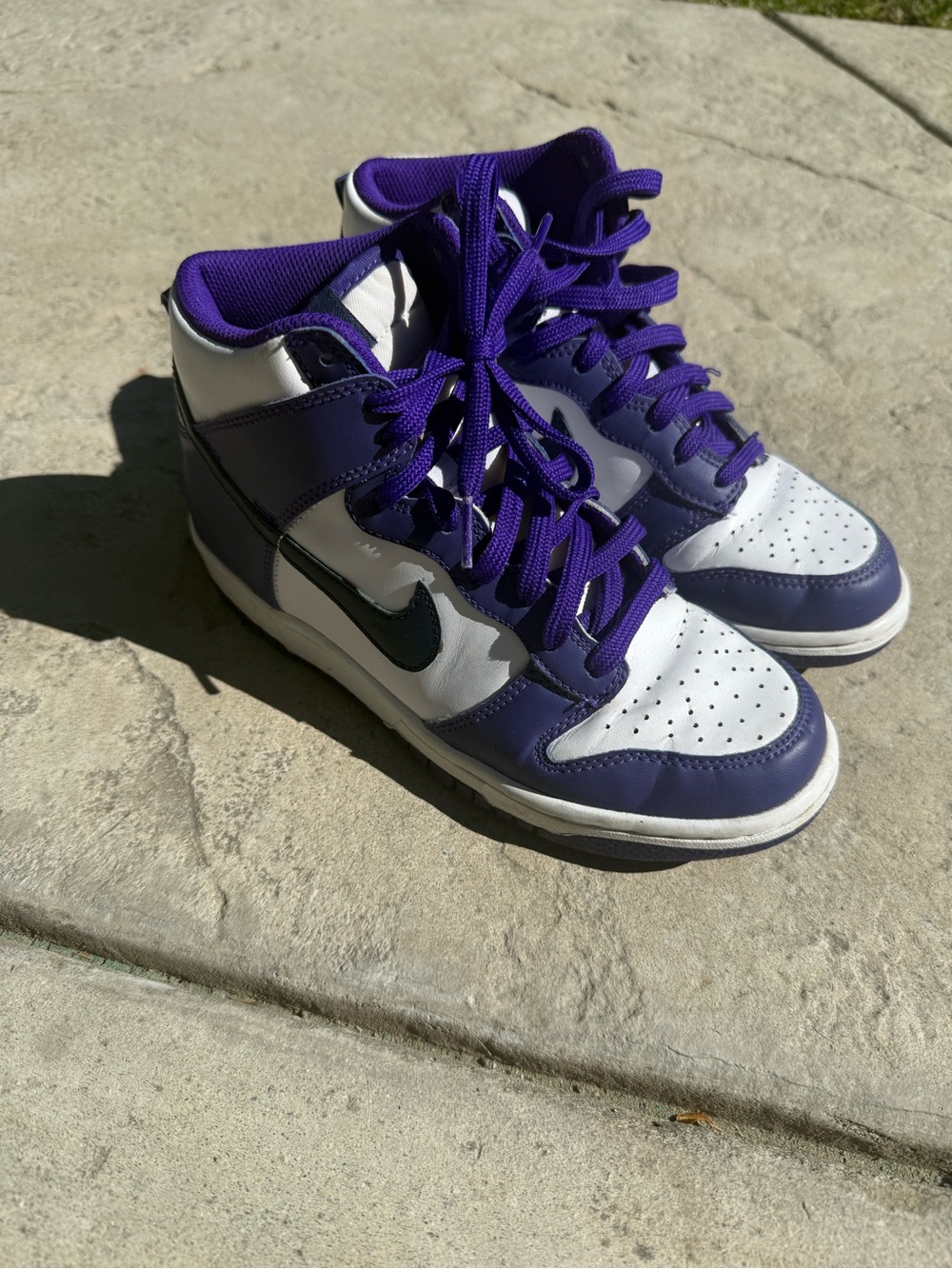 Nike Dunk High Purple/White Leather High Top Sneaker Kids 5.5Y DH9751-100